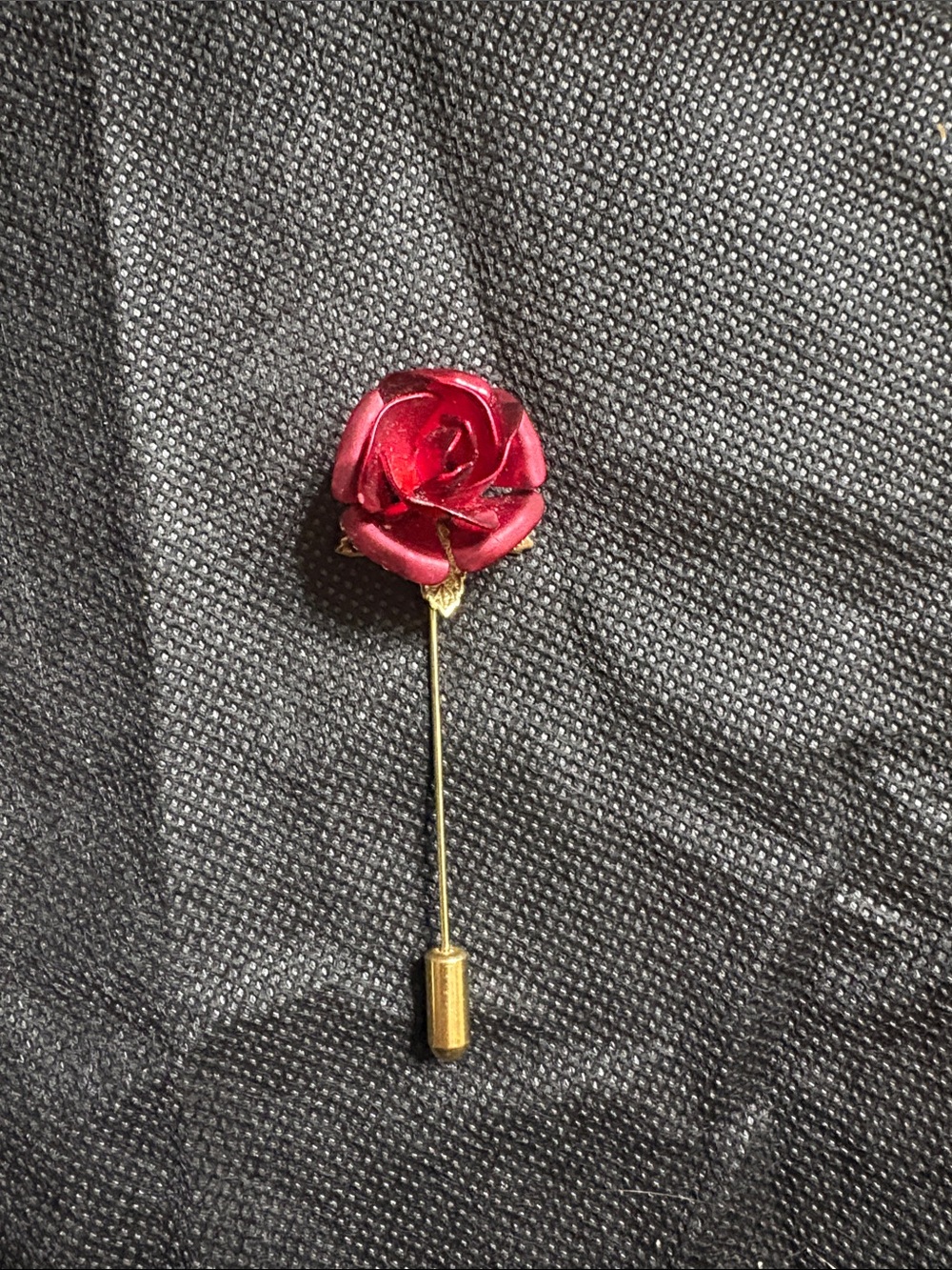 Red Rose Stick Brooch with Gold Stem - Women's Jewelry
